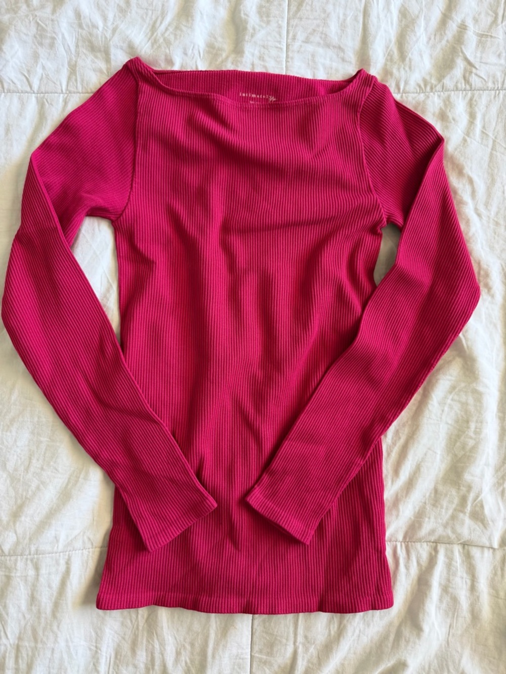 Free People Intimately fuchsia pink ribbed long-sleeve top
